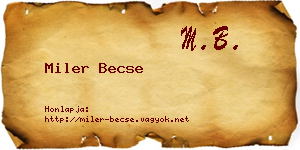 Miler Becse névjegykártya